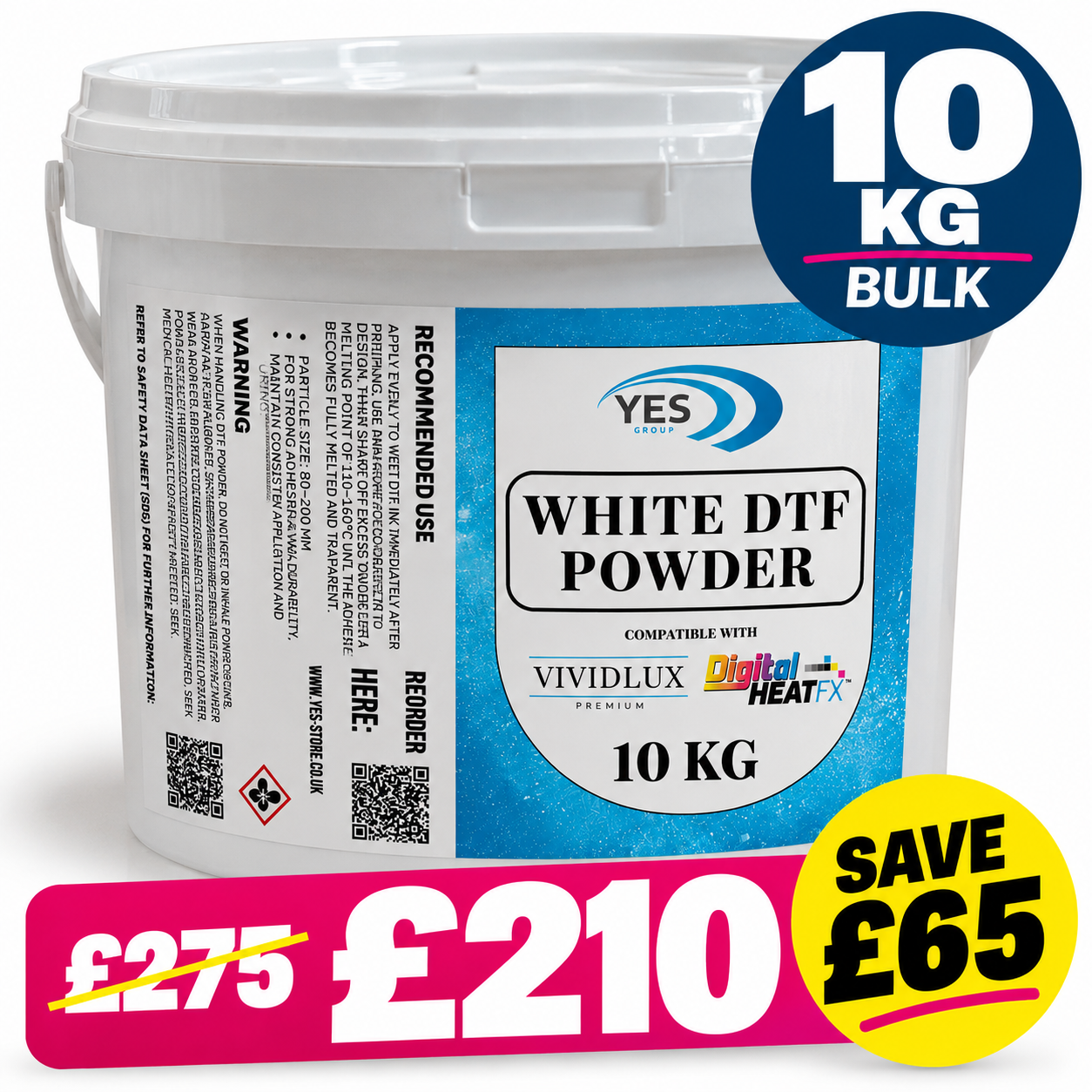 White DTF Adhesive Powder – 10kg Bulk Bucket